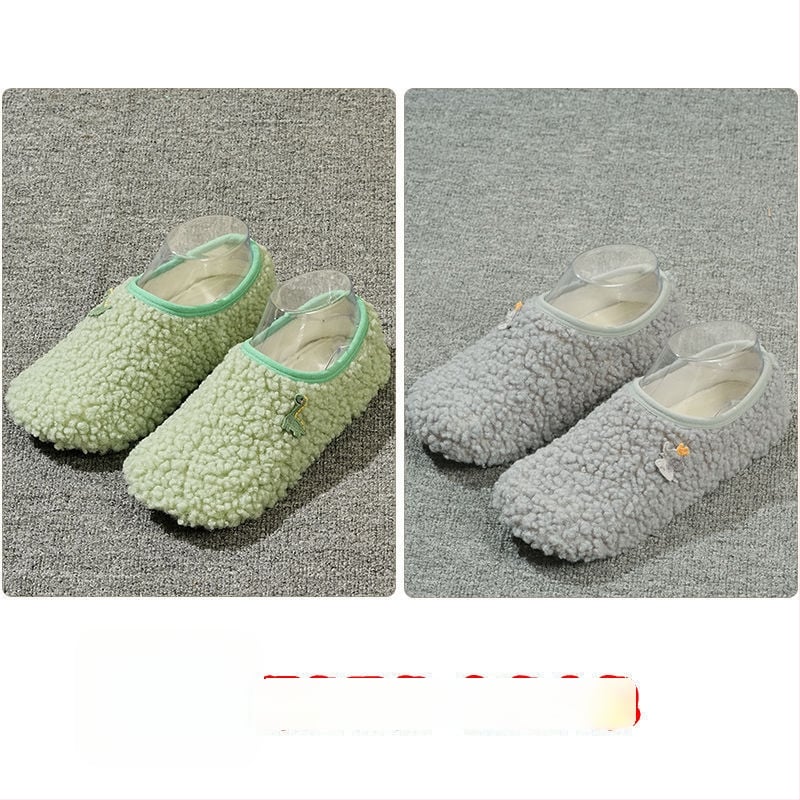 Вътрешни неплъзгащи се велурени подови чорапи за деца и възрастни, дебели зайча козина, къса тръба