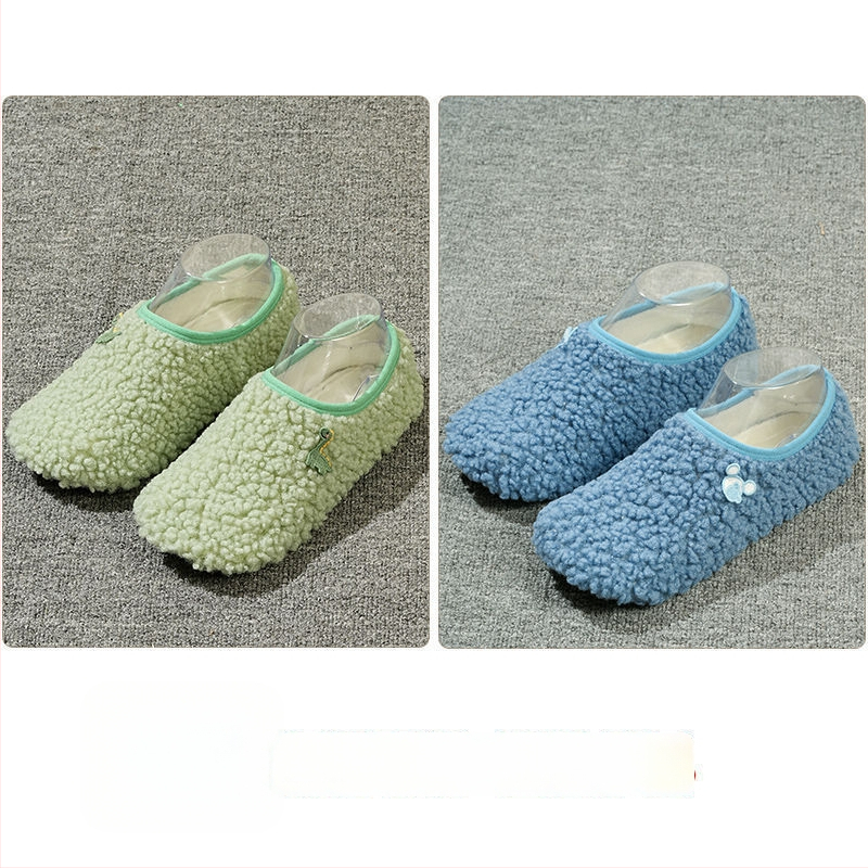 Вътрешни неплъзгащи се велурени подови чорапи за деца и възрастни, дебели зайча козина, къса тръба