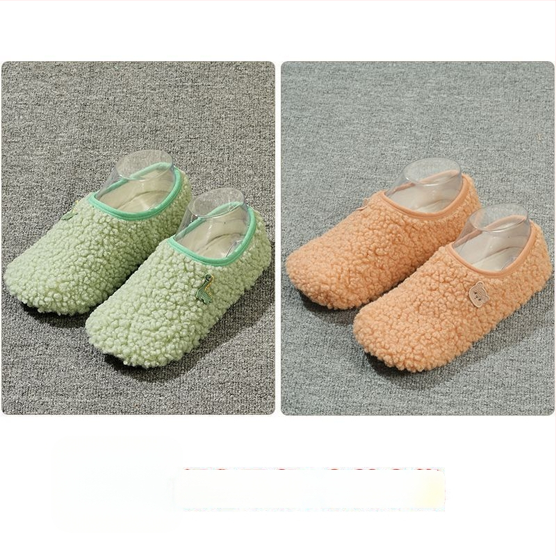 Вътрешни неплъзгащи се велурени подови чорапи за деца и възрастни, дебели зайча козина, къса тръба