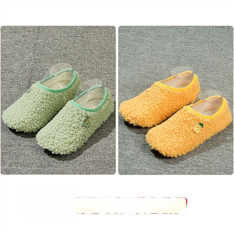 Вътрешни неплъзгащи се велурени подови чорапи за деца и възрастни, дебели зайча козина, къса тръба