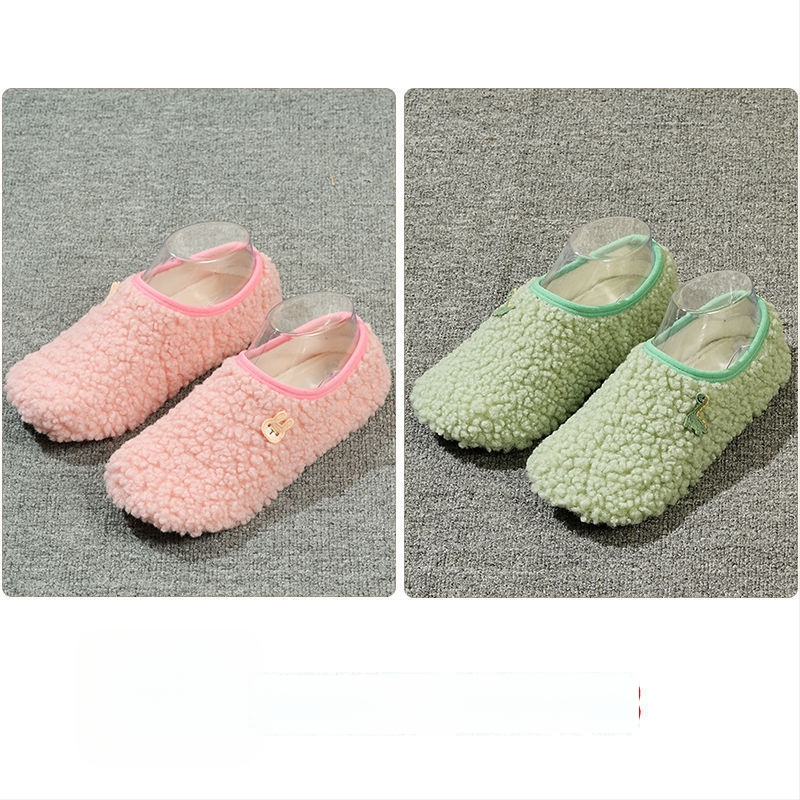 Вътрешни неплъзгащи се велурени подови чорапи за деца и възрастни, дебели зайча козина, къса тръба