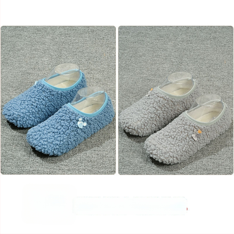 Вътрешни неплъзгащи се велурени подови чорапи за деца и възрастни, дебели зайча козина, къса тръба