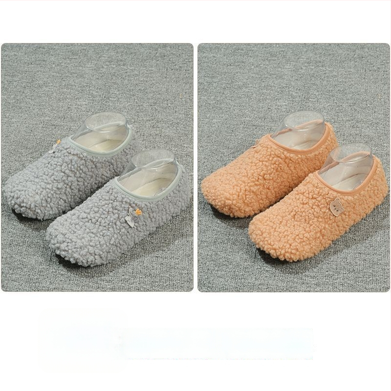 Вътрешни неплъзгащи се велурени подови чорапи за деца и възрастни, дебели зайча козина, къса тръба