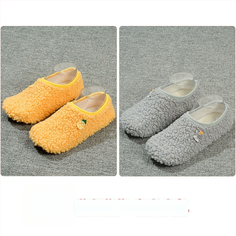 Вътрешни неплъзгащи се велурени подови чорапи за деца и възрастни, дебели зайча козина, къса тръба