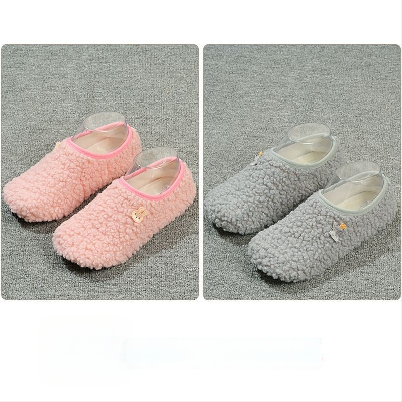 Вътрешни неплъзгащи се велурени подови чорапи за деца и възрастни, дебели зайча козина, къса тръба