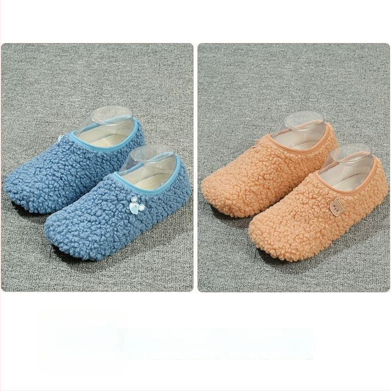 Вътрешни неплъзгащи се велурени подови чорапи за деца и възрастни, дебели зайча козина, къса тръба