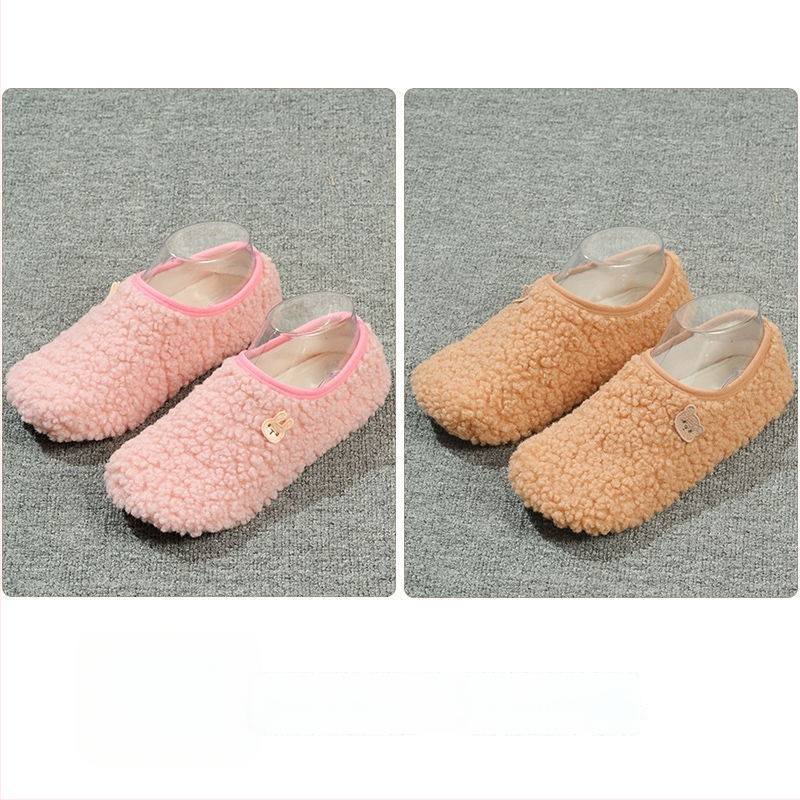 Вътрешни неплъзгащи се велурени подови чорапи за деца и възрастни, дебели зайча козина, къса тръба