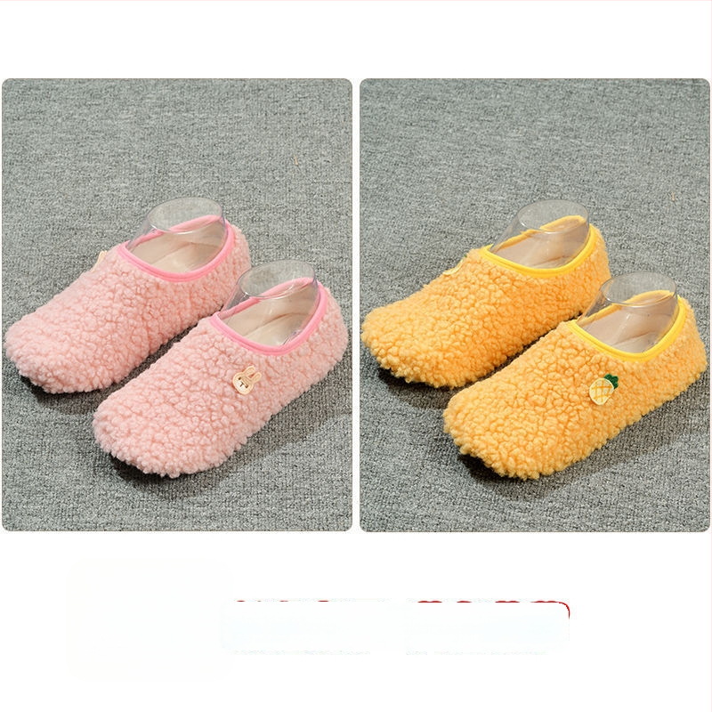 Вътрешни неплъзгащи се велурени подови чорапи за деца и възрастни, дебели зайча козина, къса тръба