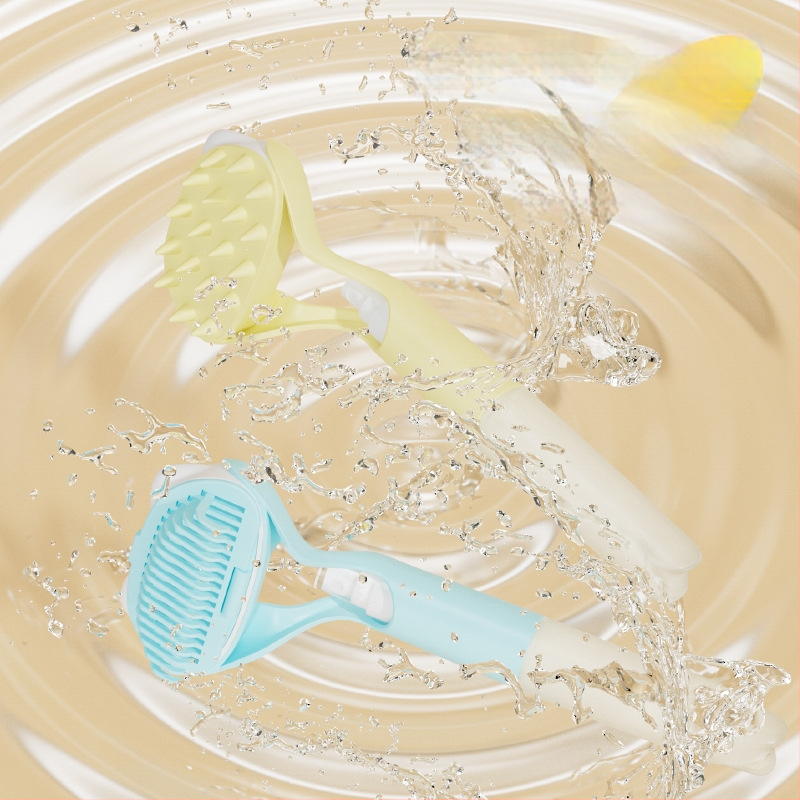 Pieptene pentru animale de companie cu sterilizare prin lumină albastră – perie cu pulverizator portabil pentru pisici și câini, instrument manual de pulverizare (Materiale: PP, gel de siliciu, PET; Greutate: 95 g; Lansat: 2022)