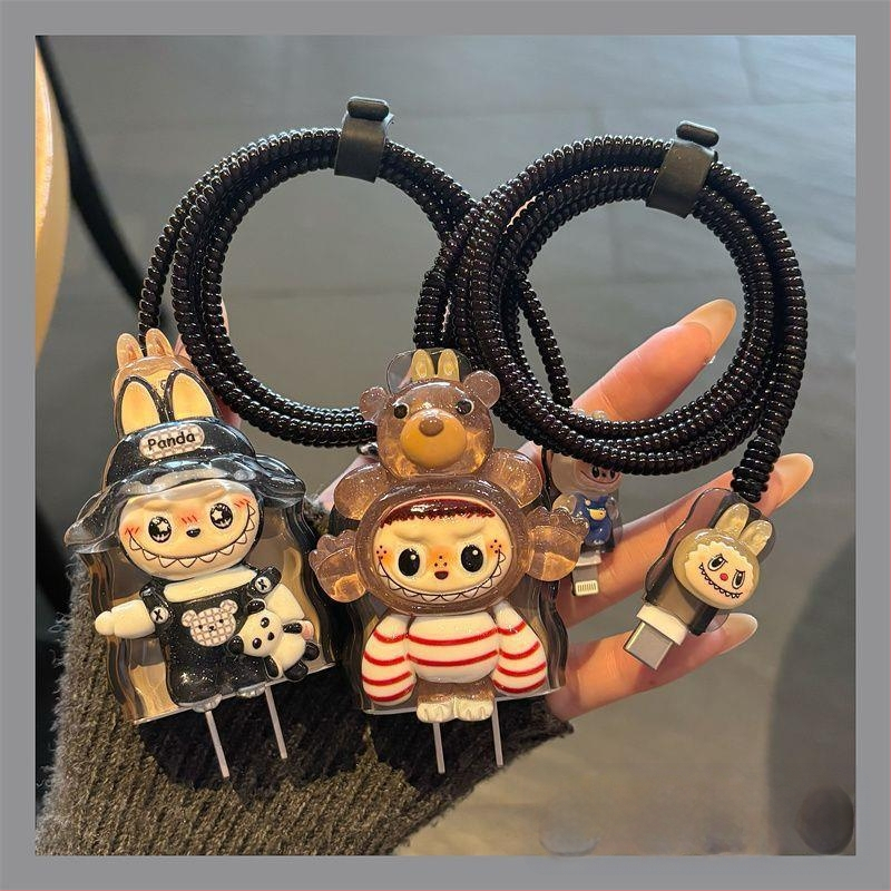 Apple uzlādes kabelis aizsargapvalks ar karikatūras kabeli vītni