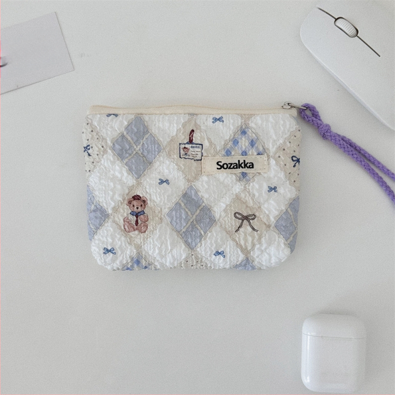 Памучна флорална чанта за съхранение с поплин подплата, за ежедневна употреба, аниме модел, за жени