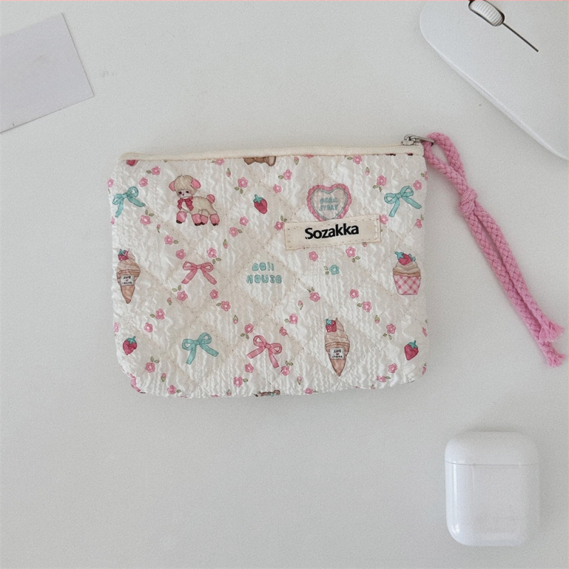 Памучна флорална чанта за съхранение с поплин подплата, за ежедневна употреба, аниме модел, за жени