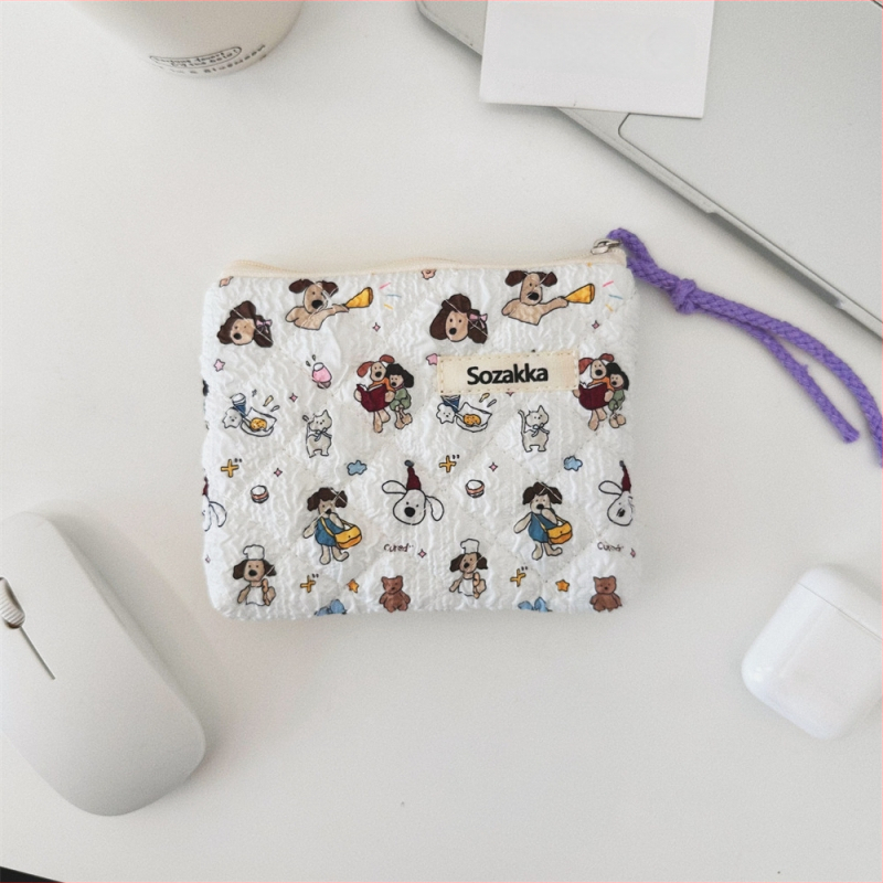 Памучна флорална чанта за съхранение с поплин подплата, за ежедневна употреба, аниме модел, за жени