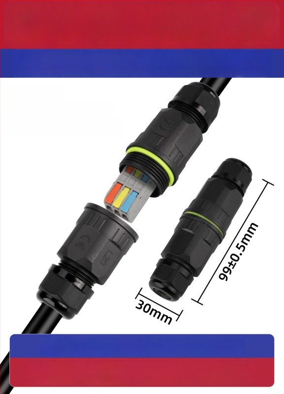 Ūdensizturīgs terminālo bloku adapters rūpnieciskai ārējai lietošanai, izturīgs pret augstām temperatūrām (savienojums: sprādze)