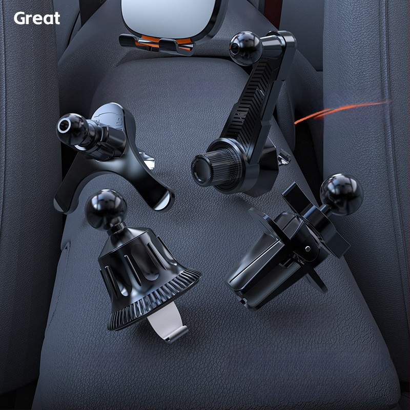 Universālais automašīnas telefona stiprinājums gaisa izplūdei, snap-on uzstādīšana, 360° rotācija, horizontāla un vertikāla orientācija