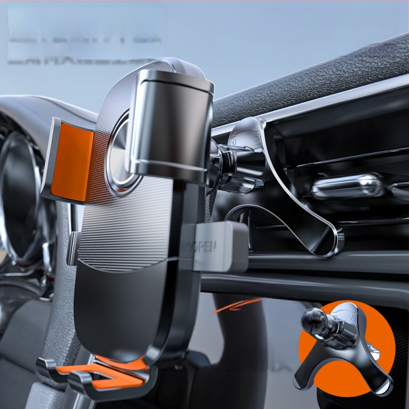 Universālais automašīnas telefona stiprinājums gaisa izplūdei, snap-on uzstādīšana, 360° rotācija, horizontāla un vertikāla orientācija