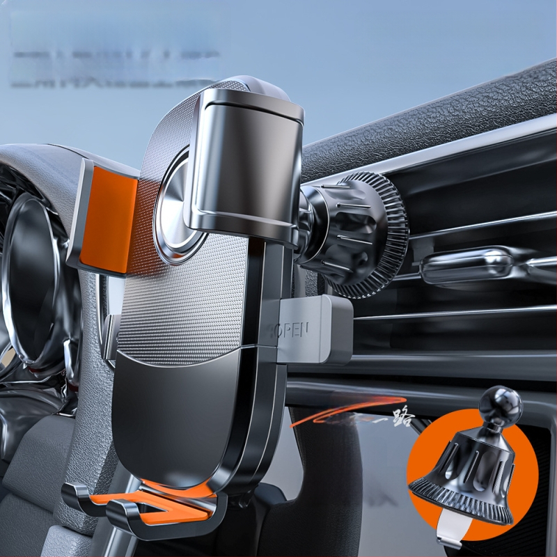 Universālais automašīnas telefona stiprinājums gaisa izplūdei, snap-on uzstādīšana, 360° rotācija, horizontāla un vertikāla orientācija