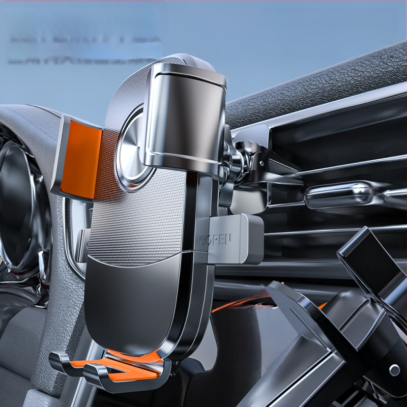 Universālais automašīnas telefona stiprinājums gaisa izplūdei, snap-on uzstādīšana, 360° rotācija, horizontāla un vertikāla orientācija