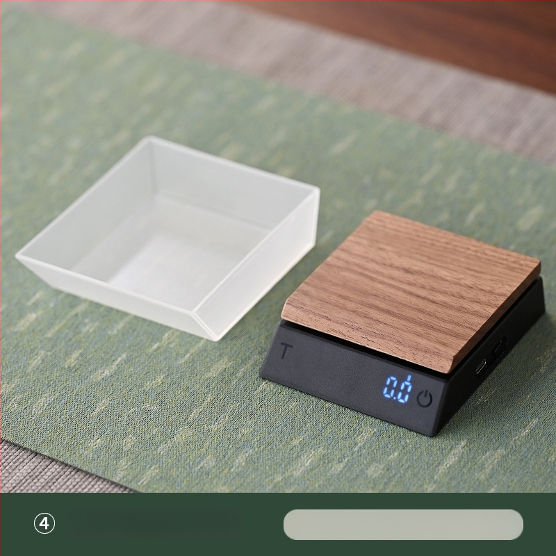 Diófa teás mérleg 0,1 g pontossággal, tartalmaz kis teáskanalat, modell JH-C30, teherbírás 2000 g, elektronikus mérés, beépített újratölthető akkumulátor