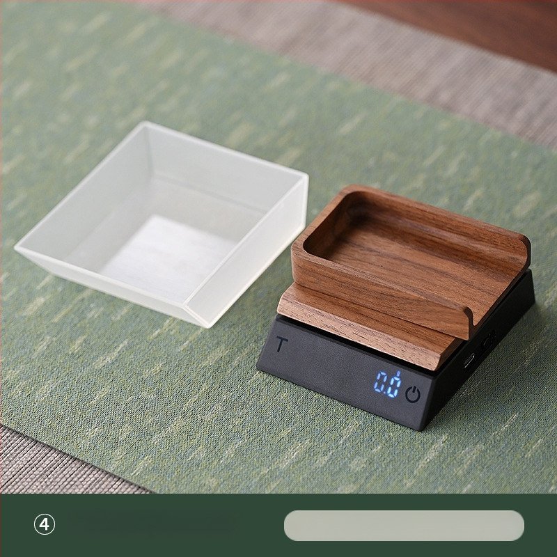 Diófa teás mérleg 0,1 g pontossággal, tartalmaz kis teáskanalat, modell JH-C30, teherbírás 2000 g, elektronikus mérés, beépített újratölthető akkumulátor