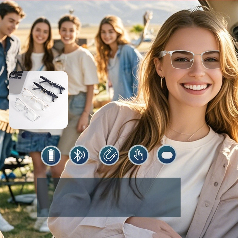 Ochelari Bluetooth inteligenți cu traducere AI – GS13, Baterie 70×2, Distanță de operare 10 m, Control tactil