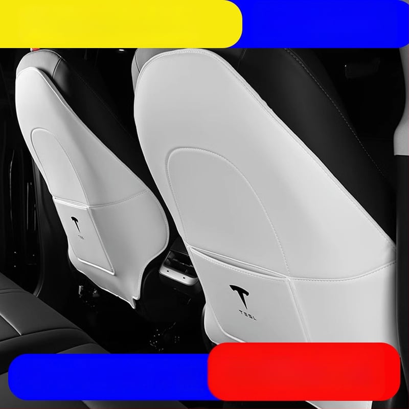 PU aizsargplāksne aizmugures atzveltnei Tesla Model Y3 – pilns pārklājums, kāju sitiena aizsardzība, izturīgs interjers, ar logotipu drukātu
