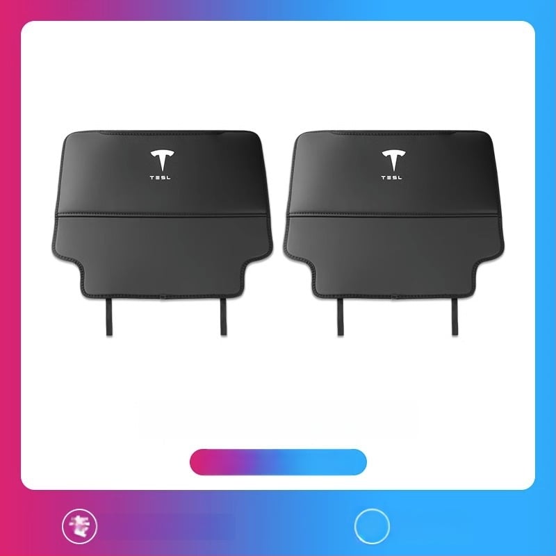 PU aizsargplāksne aizmugures atzveltnei Tesla Model Y3 – pilns pārklājums, kāju sitiena aizsardzība, izturīgs interjers, ar logotipu drukātu