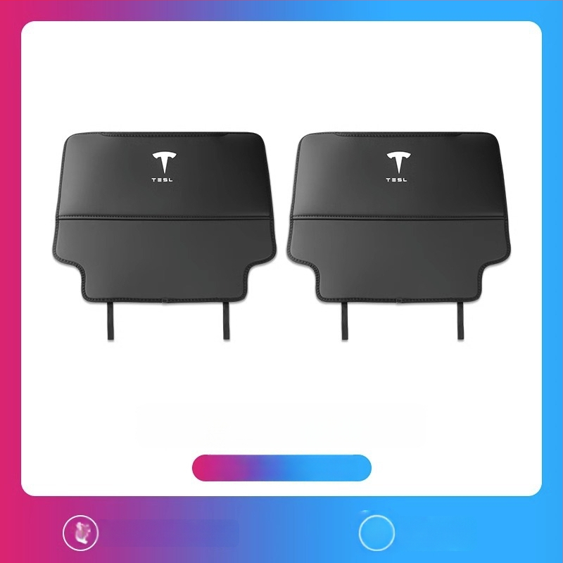 PU aizsargplāksne aizmugures atzveltnei Tesla Model Y3 – pilns pārklājums, kāju sitiena aizsardzība, izturīgs interjers, ar logotipu drukātu