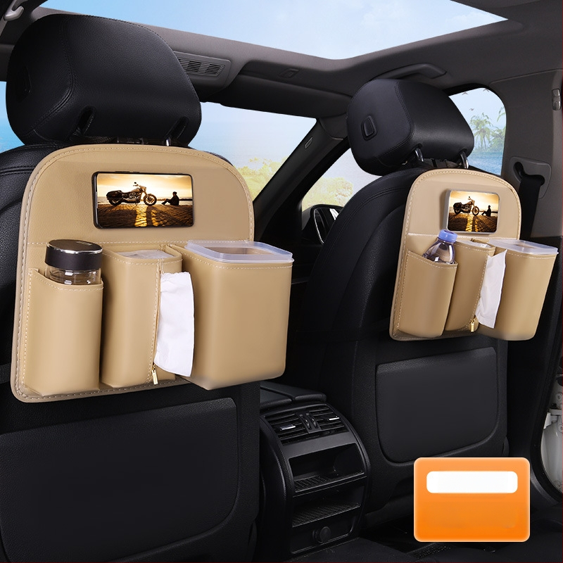 Ādas automašīnas aizmugurējā sēdekļa uzglabāšanas soma, lielas ietilpības, ūdensnecaurlaidīga, pielāgojama