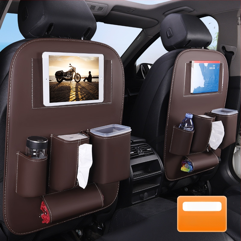 Ādas automašīnas aizmugurējā sēdekļa uzglabāšanas soma, lielas ietilpības, ūdensnecaurlaidīga, pielāgojama