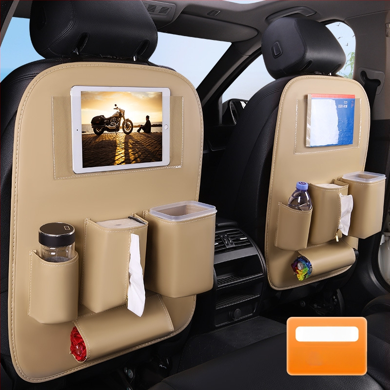 Ādas automašīnas aizmugurējā sēdekļa uzglabāšanas soma, lielas ietilpības, ūdensnecaurlaidīga, pielāgojama