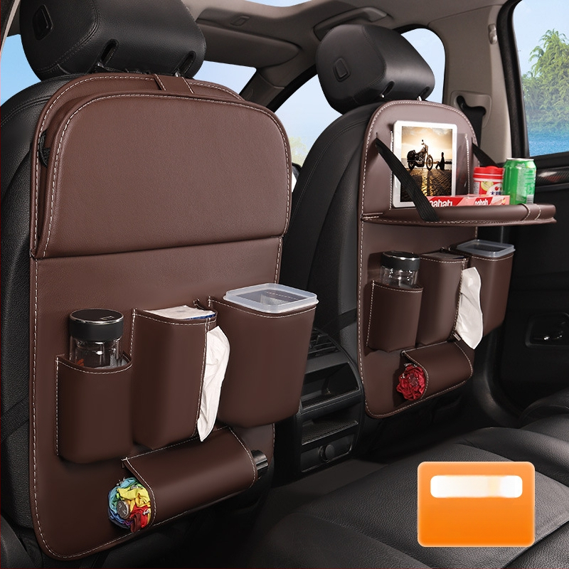 Ādas automašīnas aizmugurējā sēdekļa uzglabāšanas soma, lielas ietilpības, ūdensnecaurlaidīga, pielāgojama