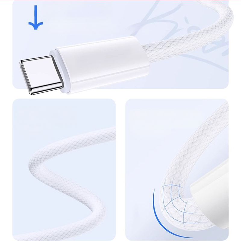 Pletots USB-C uz USB-C datu kabelis, 60W ātrā uzlāde, saderīgs ar iPhone 15