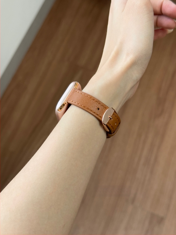 Каишка от агнешка кожа за Apple Watch – тънка версия, 14 мм интерфейс, катарама с пирон, съвместима с Apple Watch и универсални модели