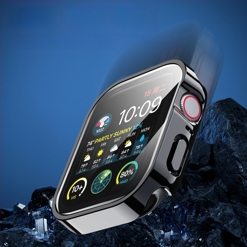 Carcasă Apple Watch electroplată, impermeabilă, cu protecție a ecranului integrată, compatibilă cu S10 (dimensiuni 40–46 mm)