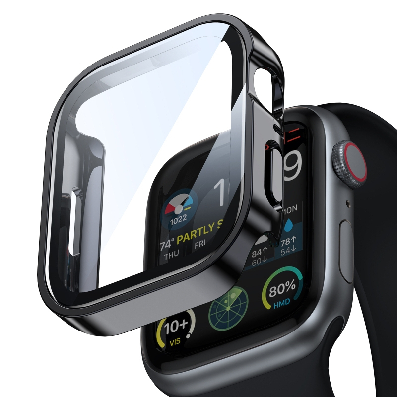 Carcasă Apple Watch electroplată, impermeabilă, cu protecție a ecranului integrată, compatibilă cu S10 (dimensiuni 40–46 mm)