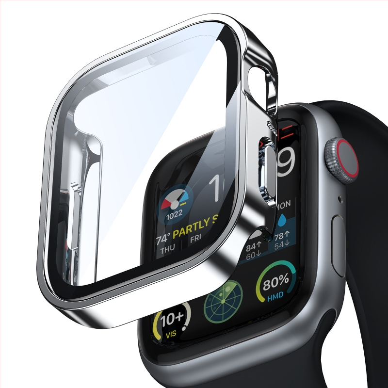 Carcasă Apple Watch electroplată, impermeabilă, cu protecție a ecranului integrată, compatibilă cu S10 (dimensiuni 40–46 mm)