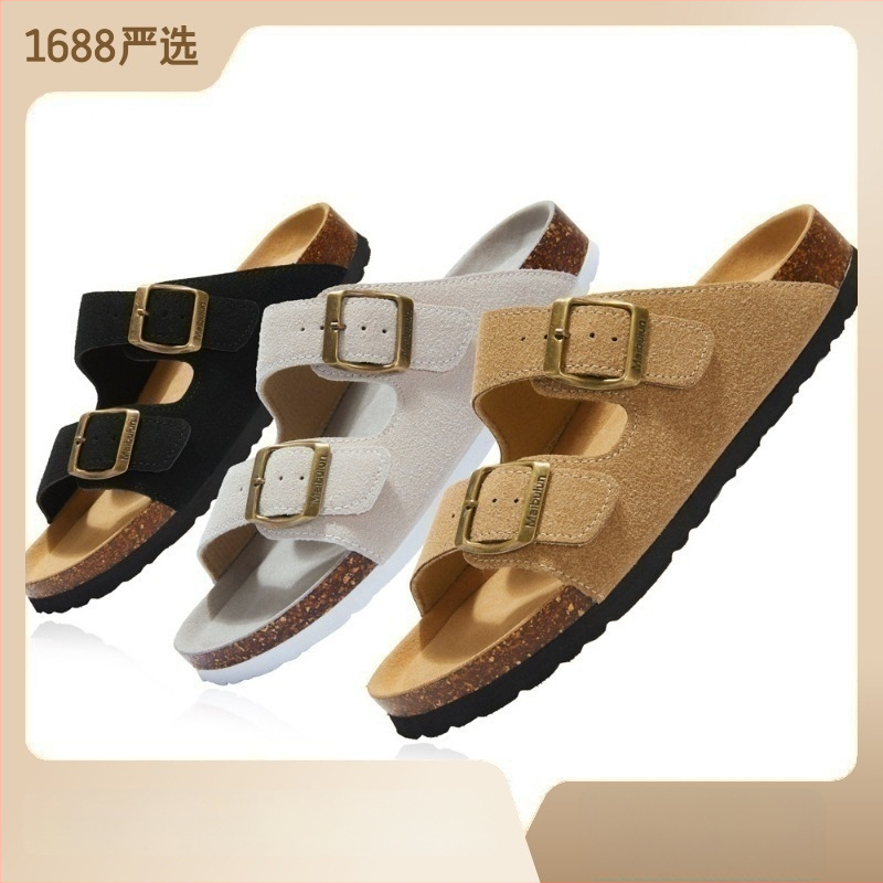 McProm kamštinės šlepetės, neslystanti EVA pada, matinė viršutinė dalis, tinklinis vidus, suaugusiems, vienos spalvos, plokščias padas