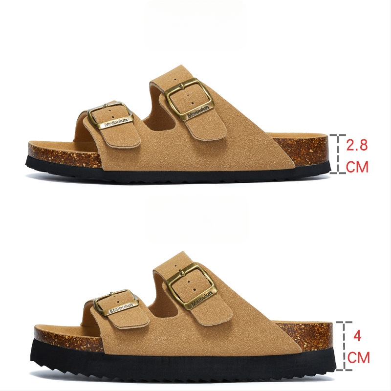 McProm kamštinės šlepetės, neslystanti EVA pada, matinė viršutinė dalis, tinklinis vidus, suaugusiems, vienos spalvos, plokščias padas