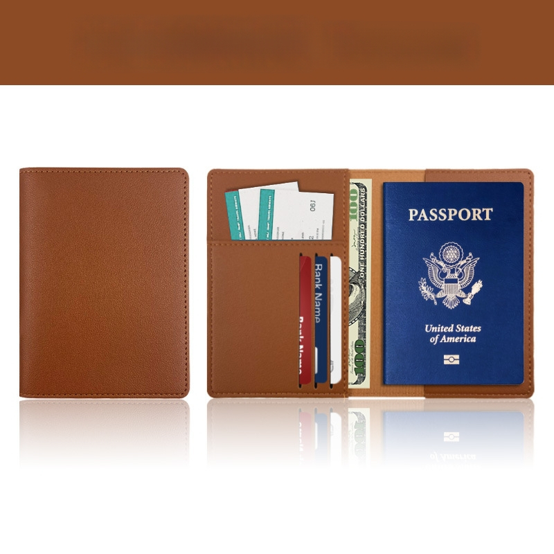 Θήκη διαβατηρίου από PU δέρμα με προσαρμοζόμενο λογότυπο, προστασία από κλοπή, οργανωτής εγγράφων για ταξίδια, unisex