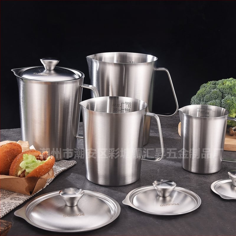 Huisheng 304 rozsdamentes acél mérőcsésze skálával – konyhai sütéshez mérőedény és kanál