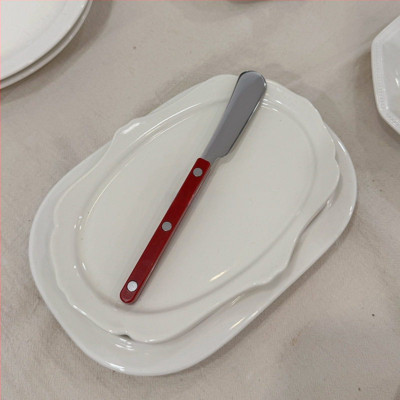 Francia stílusú 304 rozsdamentes acél evőeszköz készlet: steakhez kés, villa és kanál, klipszes fogantyúval, tükrös felület