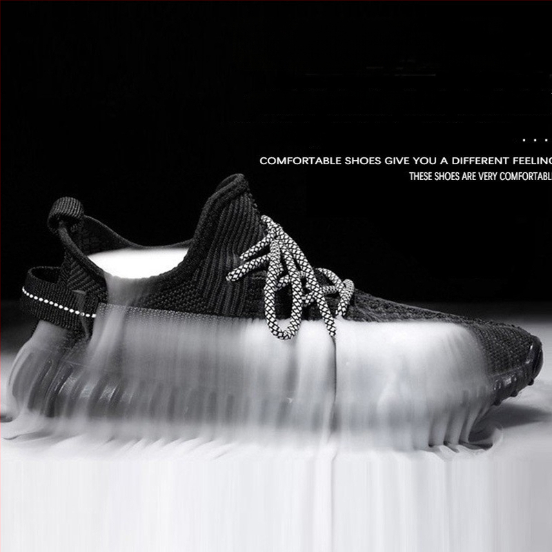 Vīriešu kokosā kurpes – Elpojošas Fly-Knit tīkla sporta kurpes, Vieglas, Ar šņorēm, Apaļš purns, Zole ar injekcijas veidojumu