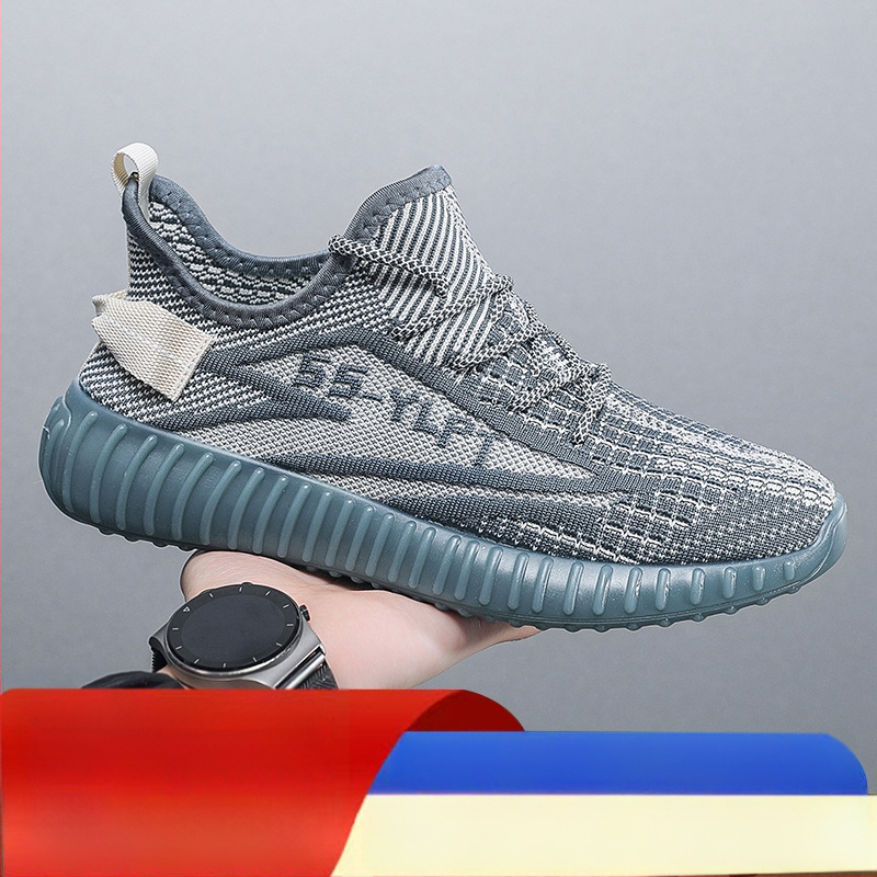 Vīriešu kokosā kurpes – Elpojošas Fly-Knit tīkla sporta kurpes, Vieglas, Ar šņorēm, Apaļš purns, Zole ar injekcijas veidojumu