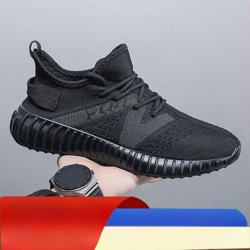 Vīriešu kokosā kurpes – Elpojošas Fly-Knit tīkla sporta kurpes, Vieglas, Ar šņorēm, Apaļš purns, Zole ar injekcijas veidojumu