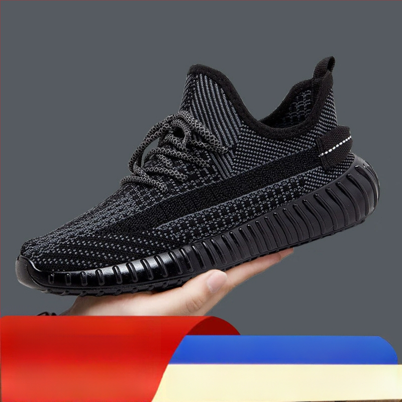 Vīriešu kokosā kurpes – Elpojošas Fly-Knit tīkla sporta kurpes, Vieglas, Ar šņorēm, Apaļš purns, Zole ar injekcijas veidojumu