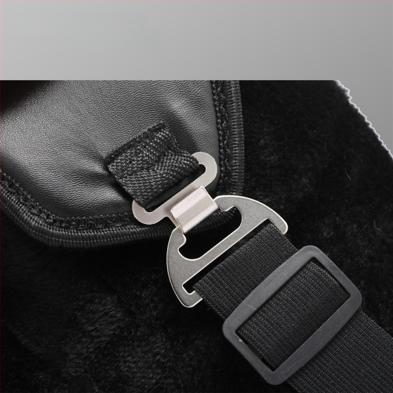 Ādas ceļgalu sargi ar vilnas oderi, biežas, vēja izturīgas un aukstumizturīgas, piemērotas motocikla un elektriskā velosipēda braukšanai (pieaugušie, vīrieši un sievietes)