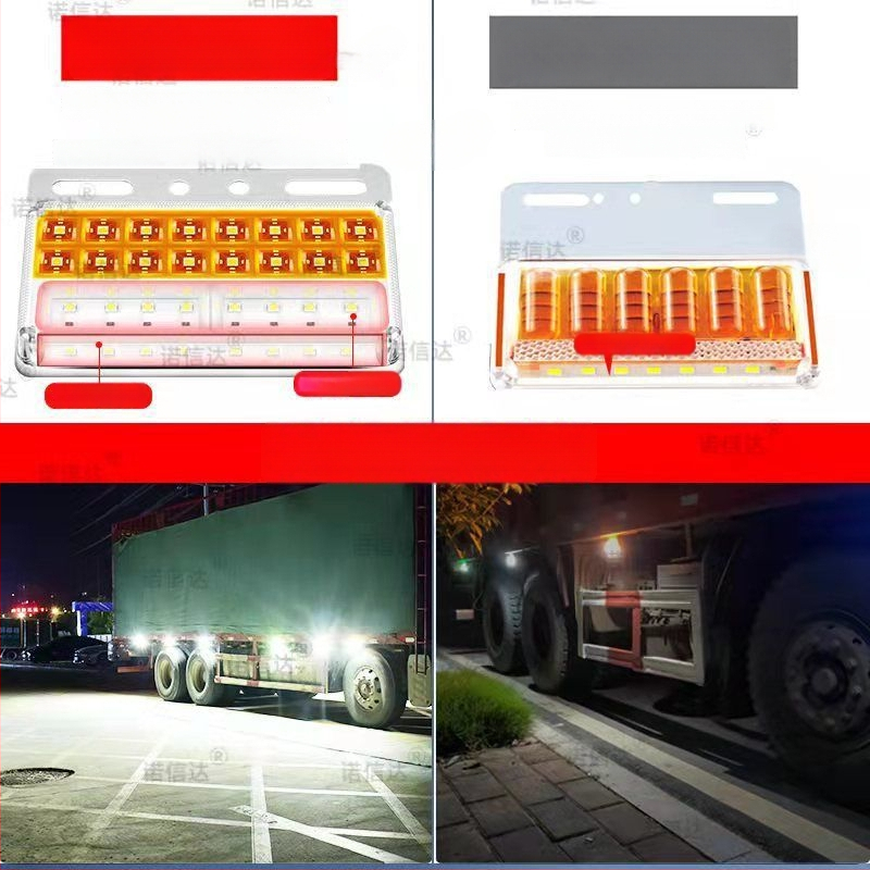 LED странична светлина за ремаркето на камион, 12/24V, IP68 водоустойчива, двойна редица LED, корпус от PC, живот 50 000 ч