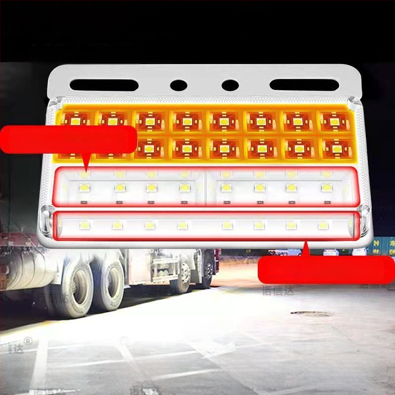 LED странична светлина за ремаркето на камион, 12/24V, IP68 водоустойчива, двойна редица LED, корпус от PC, живот 50 000 ч