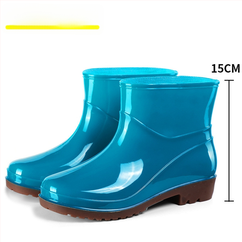 Moterų lietaus batai, viršus iš PVC, aukštas vamzdelis, įprastas storis, slip-on užsegimas